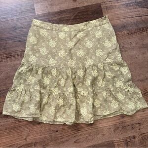 Gap Skirt 10 Green Women’s Tiered Knee Length Cotton Bohemian Boho Hippie Floral